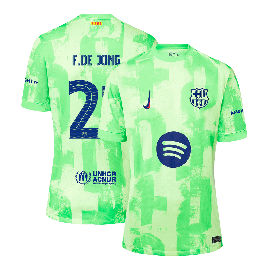 Barcelona Jersey Custom F.DE JONG #21 Soccer Jersey Third Away - UCL Spotify Logo Without Text  - bestsoccerstore