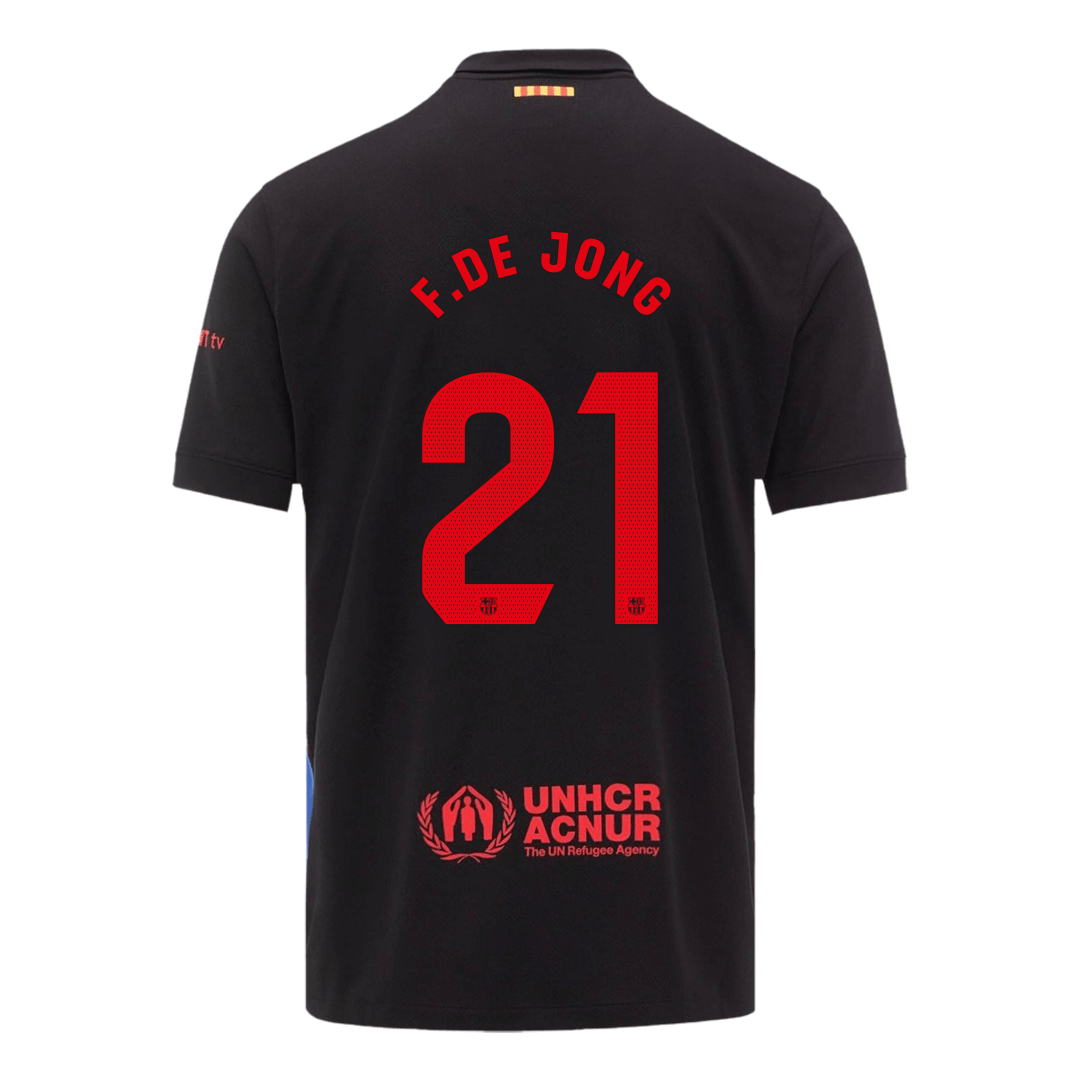 F.DE JONG #21 Barcelona Soccer Jersey Away Custom Shirt Spotify Logo Without Text - bestsoccerstore