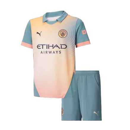 Kids Manchester City Custom Fourth Away Soccer Kits 2024/25 UCL - bestsoccerstore