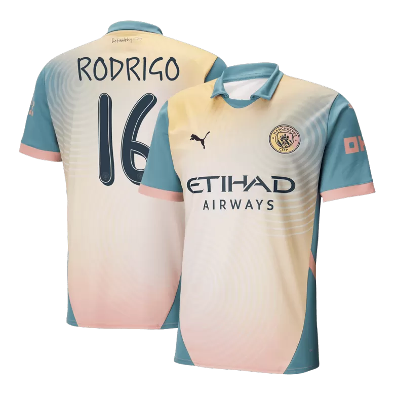 RODRIGO #16 Manchester City Soccer Jersey Fourth Away 'Definitely City' Custom Shirt 2024/25 - UCL - bestsoccerstore