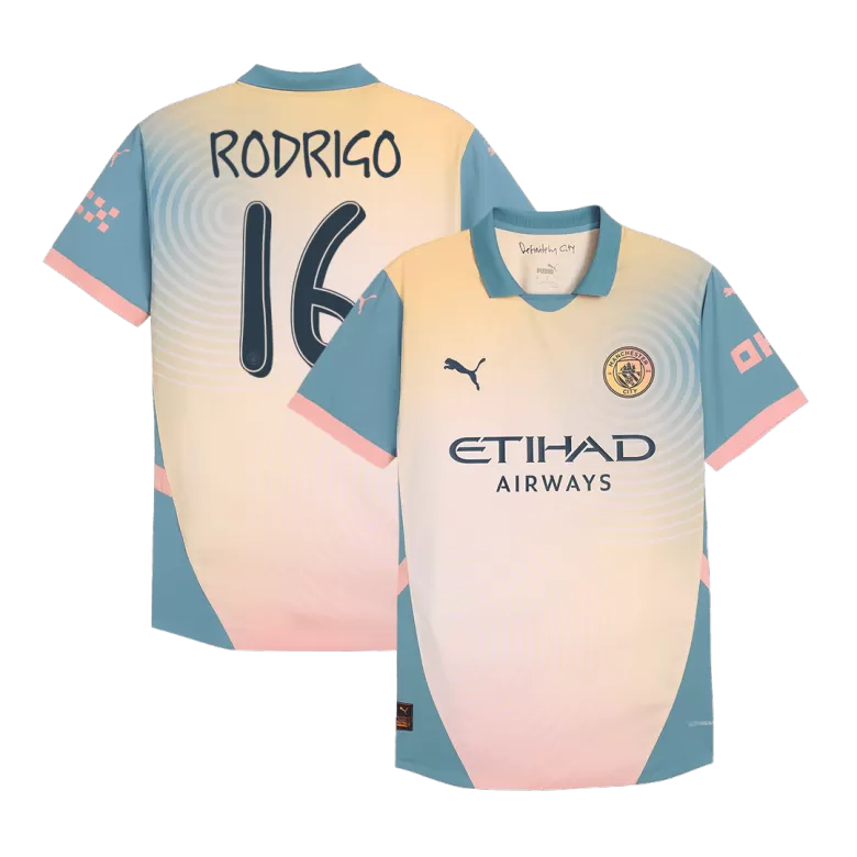 Authentic RODRIGO #16 Soccer Jersey Manchester City Fourth Away Shirt 2024/25 - UCL - bestsoccerstore