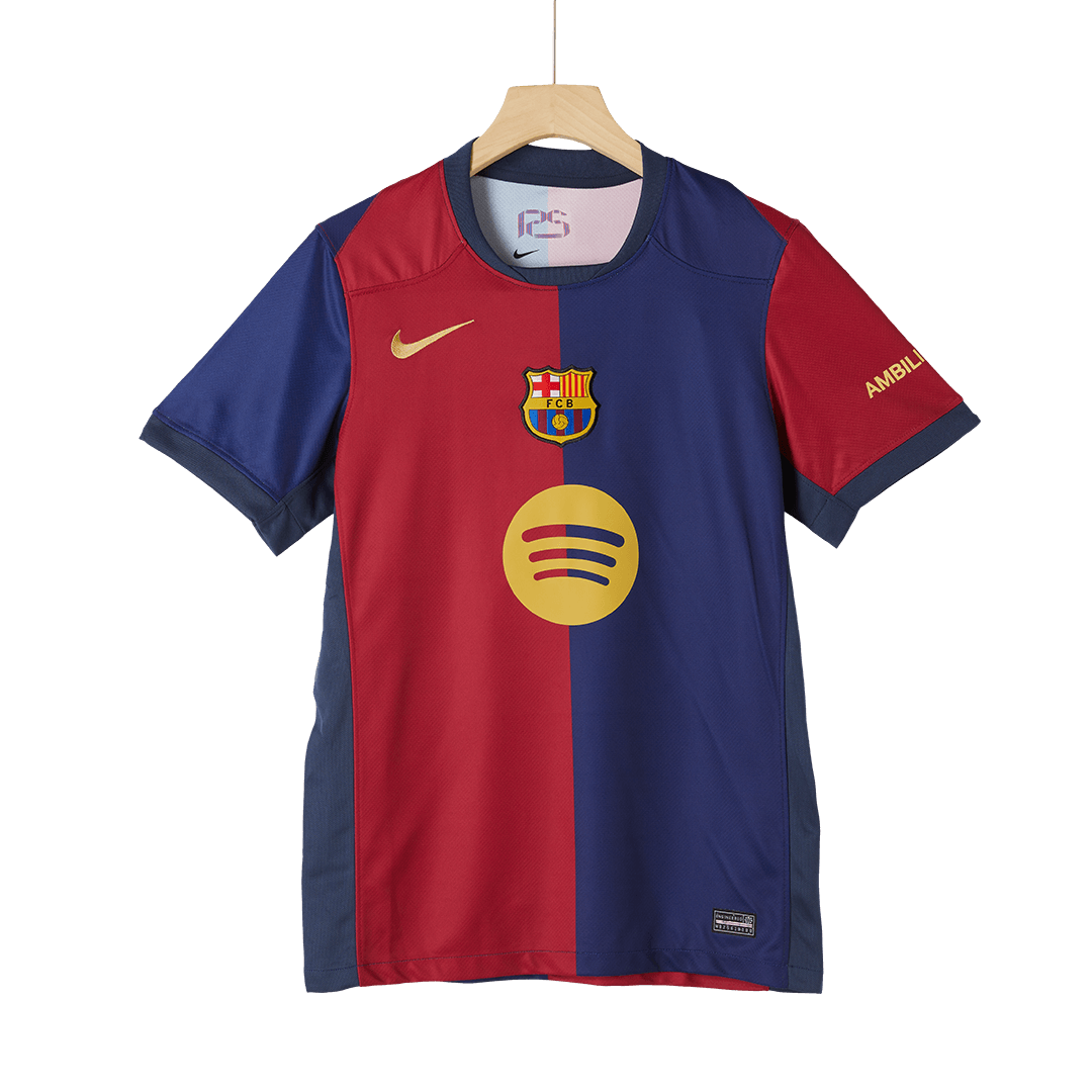 Barcelona Home Soccer Jersey - Spotify Logo Without Text - bestsoccerstore