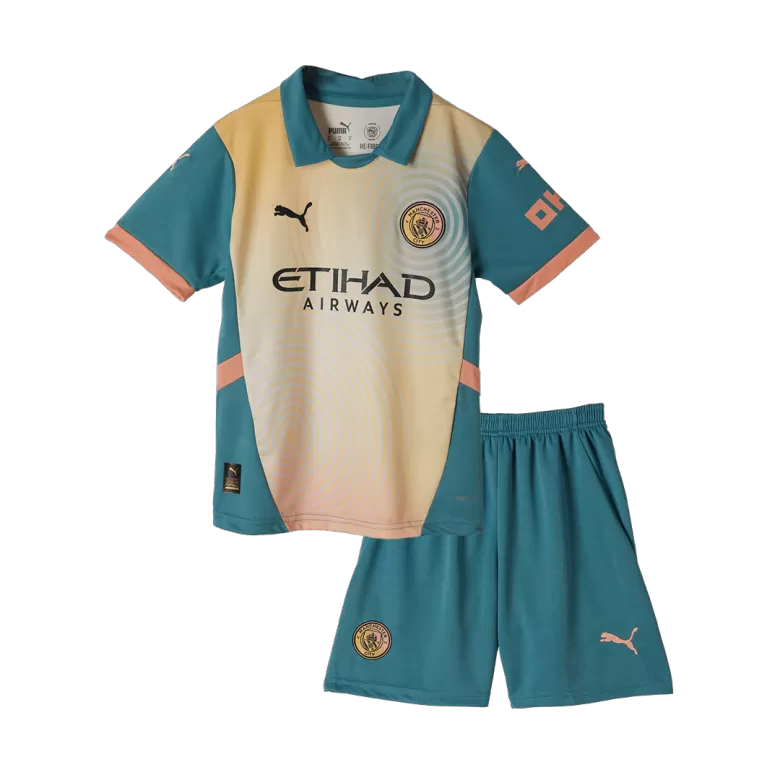 Kids Manchester City Custom Fourth Away Soccer Kits 2024/25 UCL - bestsoccerstore