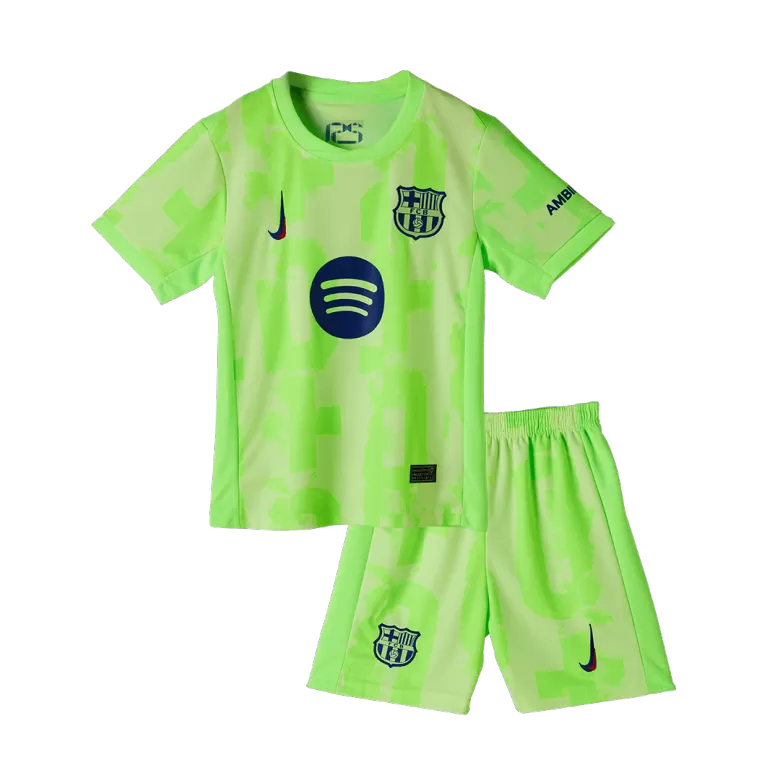 Kids Barcelona Custom Third Away Full Soccer Kits2024/25 - UCL Spotify Logo Without Text - bestsoccerstore