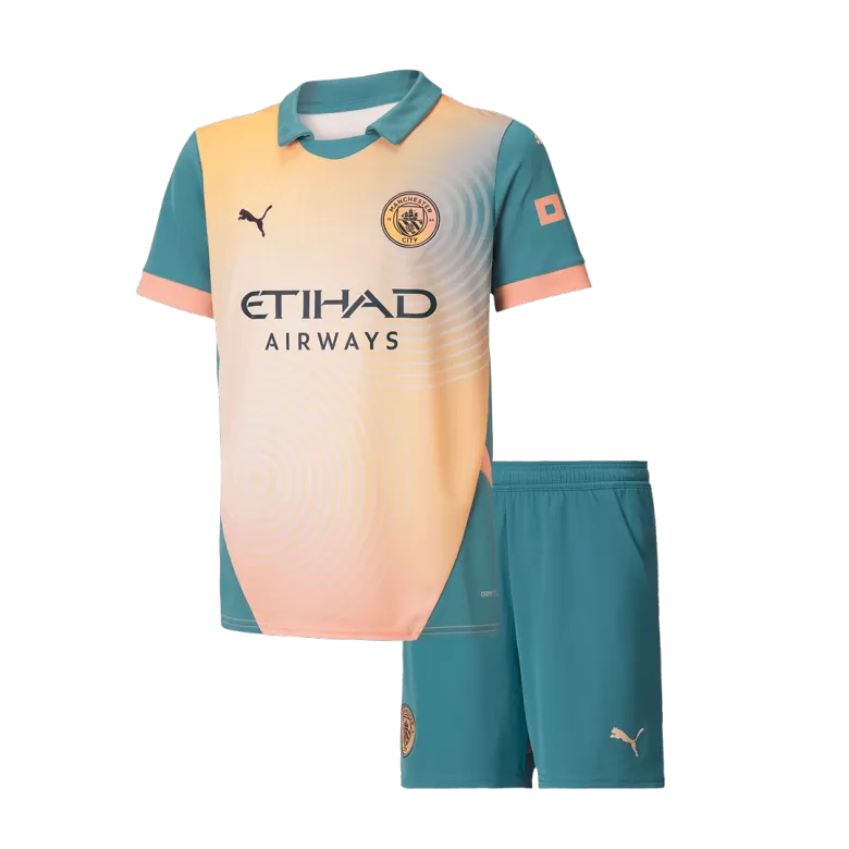 Kids Manchester City Custom Fourth Away Soccer Kits 2024/25 UCL - bestsoccerstore