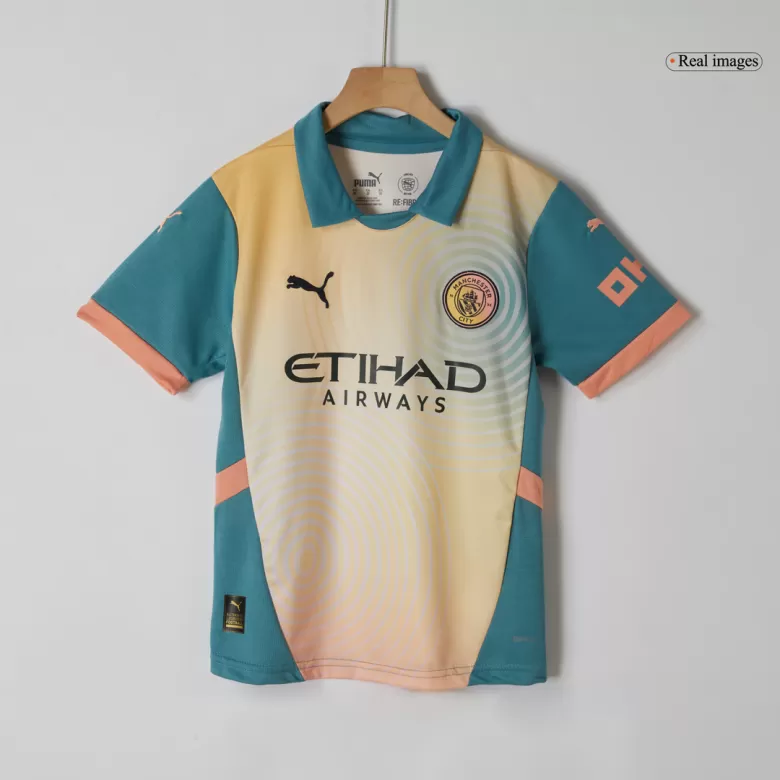 Kids Manchester City Custom Fourth Away Soccer Kits 2024/25 UCL - bestsoccerstore