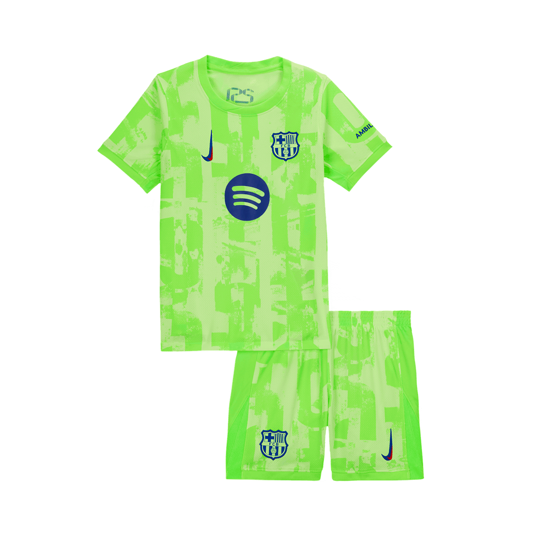 Kids Barcelona Custom Third Away Soccer Kits UCL Spotify Logo Without Text - bestsoccerstore