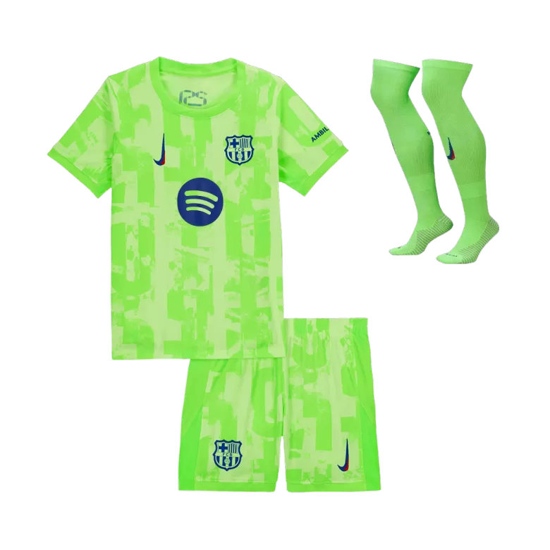 Kids Barcelona Custom Third Away Full Soccer Kits2024/25 - UCL Spotify Logo Without Text - bestsoccerstore