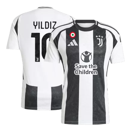 YILDIZ #10 Juventus Soccer Jersey Home Custom Shirt 2024/25 Save The Children Sponsor - bestsoccerstore