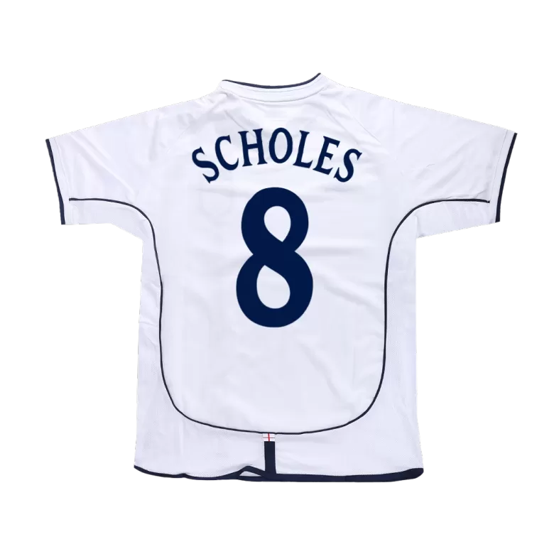 SCHOLES #8 England Retro Jersey Home Soccer Shirt 2002 - bestsoccerstore