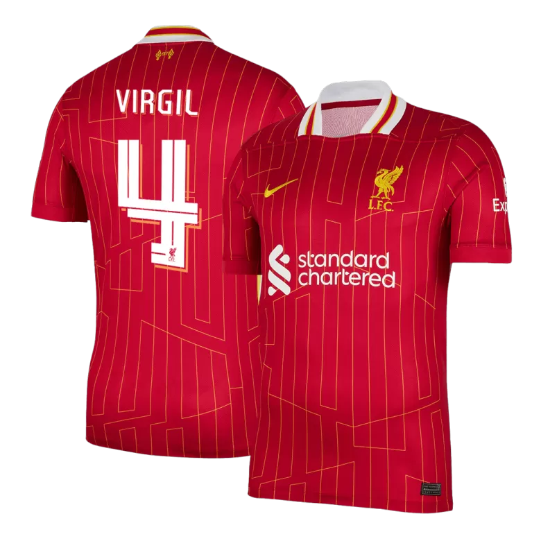 Liverpool Jersey Custom VIRGIL #4 Soccer Jersey Home 2024/25 - UCL - bestsoccerstore