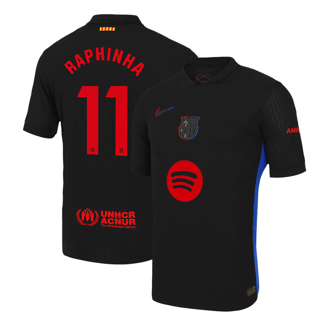 Barcelona RAPHINHA #11 Away Custom Player Version Soccer Jersey - Spotify Logo Without Text - bestsoccerstore