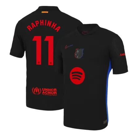 Authentic RAPHINHA #11 Soccer Jersey Barcelona Away Shirt 2024/25 Spotify Logo Without Text - bestsoccerstore