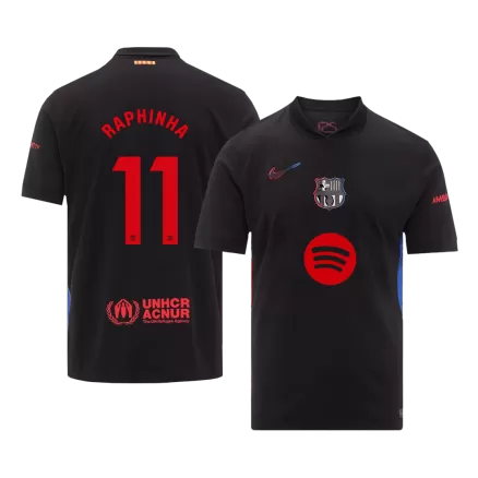 RAPHINHA #11 Barcelona Soccer Jersey Away Custom Shirt 2024/25 Spotify Logo Without Text - bestsoccerstore