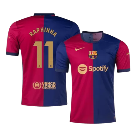 Barcelona Jersey Custom RAPHINHA #11 Soccer Jersey Home 2024/25 - bestsoccerstore