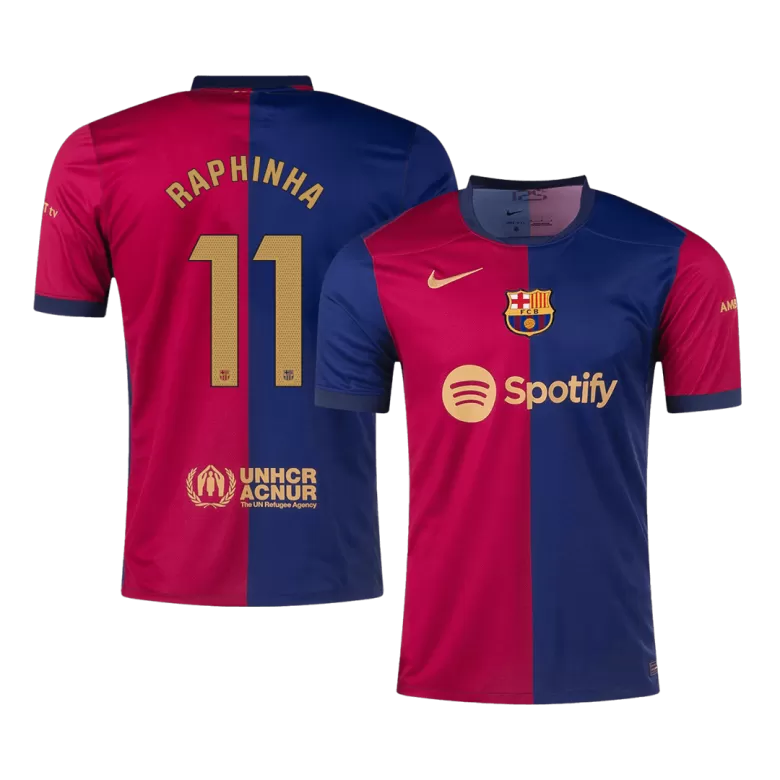 Barcelona Jersey Custom RAPHINHA #11 Soccer Jersey Home 2024/25 - bestsoccerstore