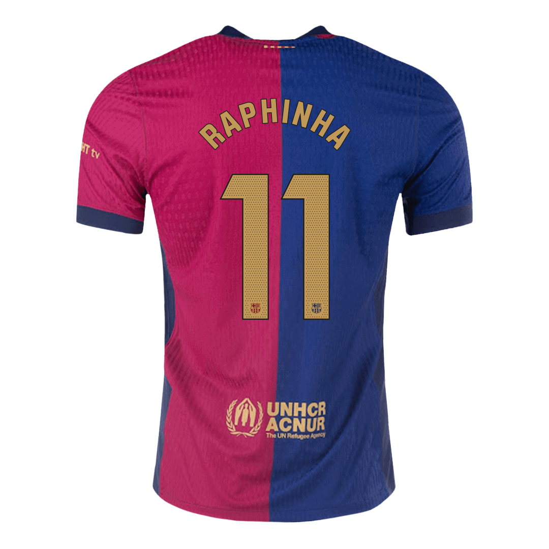 Barcelona RAPHINHA #11 Home Custom Player Version Soccer Jersey - Spotify Logo Without Text - bestsoccerstore