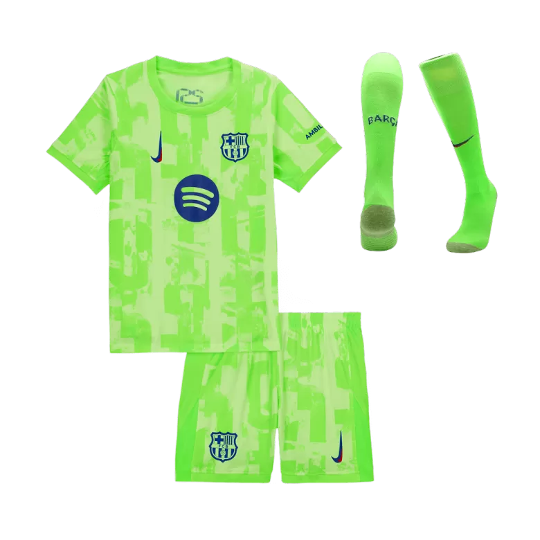 Kids Barcelona Custom Third Away Full Soccer Kits2024/25 - UCL Spotify Logo Without Text - bestsoccerstore