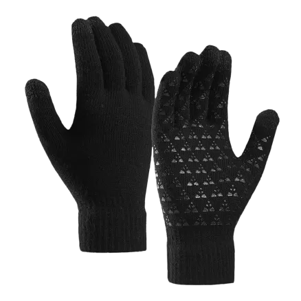 1 Pcs Knitted warm wool touch screen gloves Black - bestsoccerstore