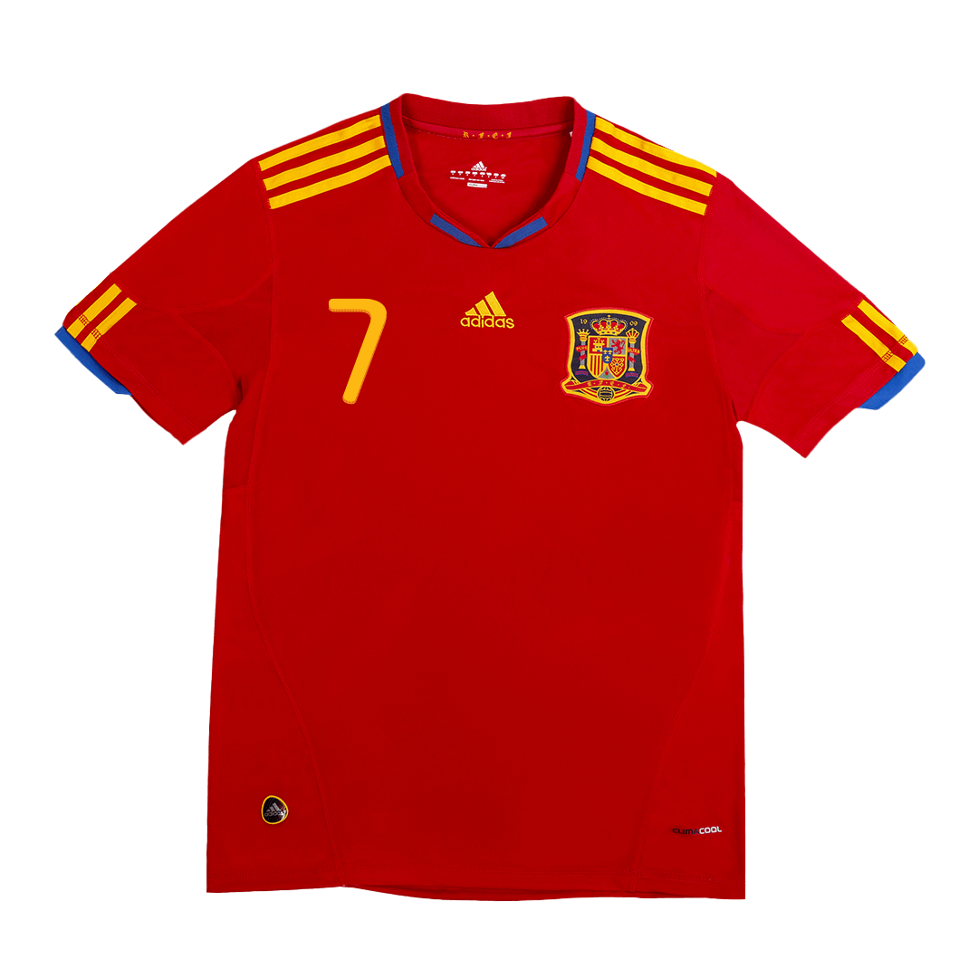 DAVID VILLA #7 Spain Retro Jersey Home Soccer Shirt 2010 World Cup