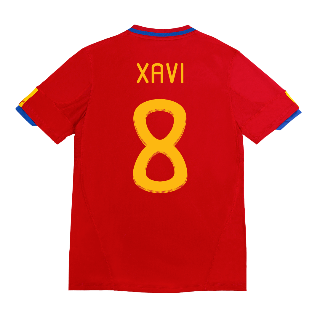 XAVI #8 Spain Retro Jersey Home Soccer Shirt 2010 World Cup - bestsoccerstore