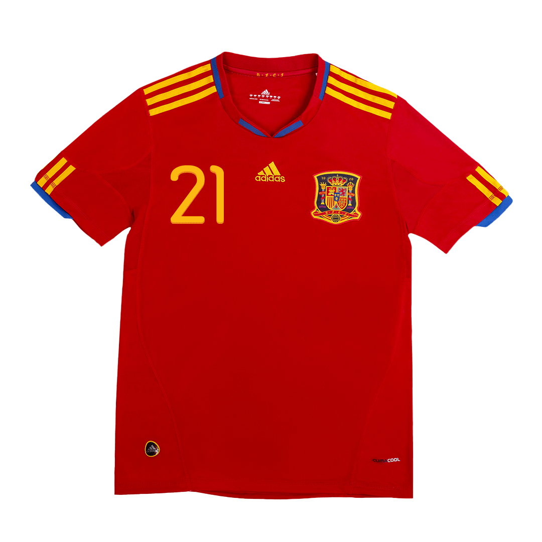 SILVA #21 Spain Retro Jersey World Cup Home Soccer Shirt 2010 - bestsoccerstore