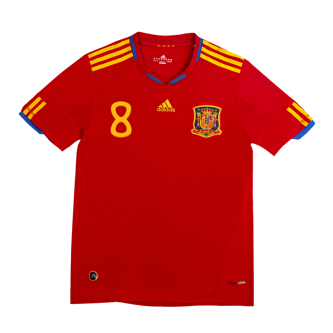 XAVI #8 Spain Retro Jersey Home Soccer Shirt 2010 World Cup