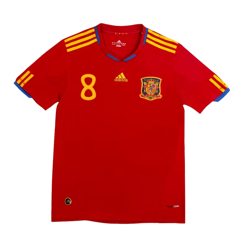 XAVI #8 Spain Retro Jersey Home Soccer Shirt 2010 - bestsoccerstore