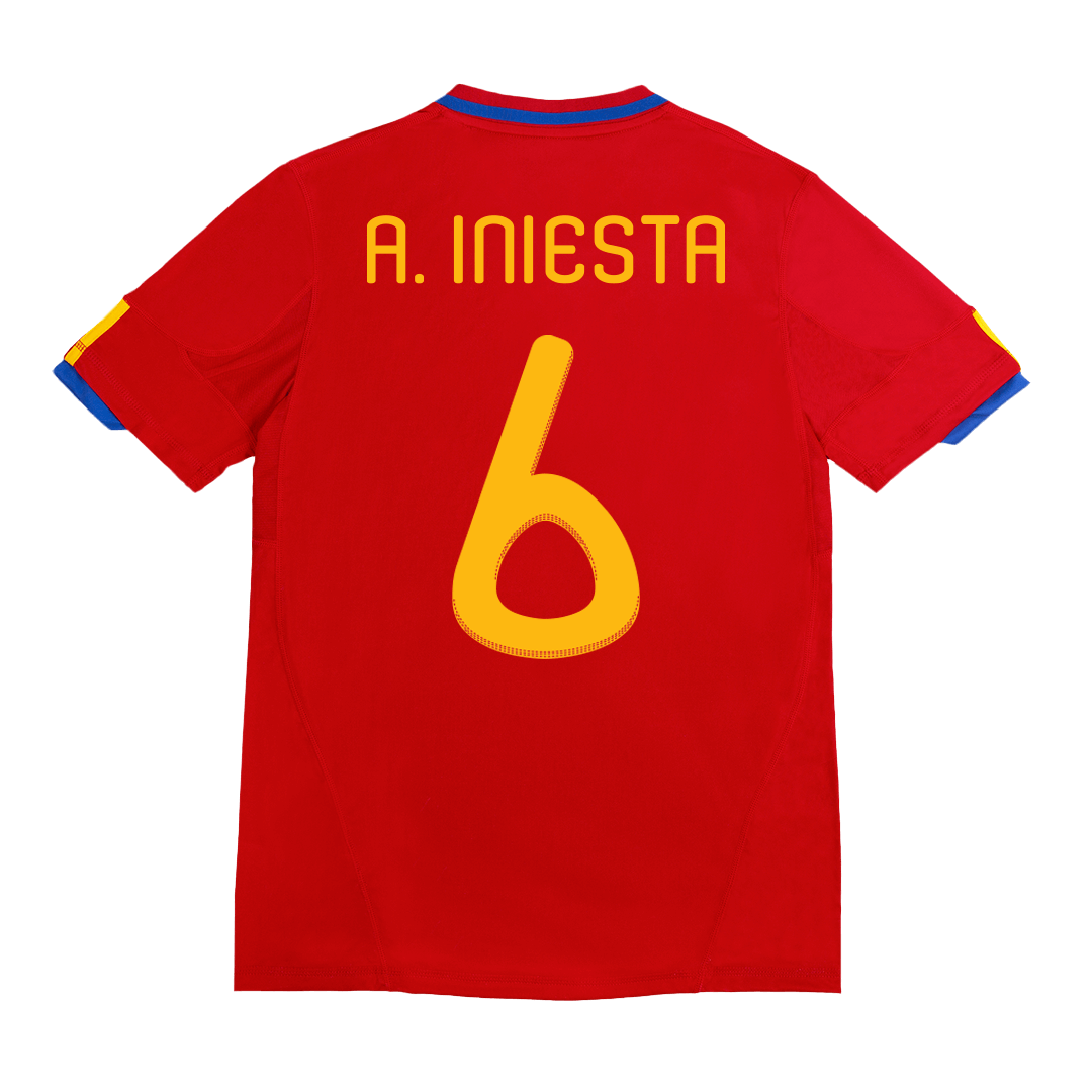 A. INIESTA #6 Spain Retro Jersey Home Soccer Shirt 2010 World Cup - bestsoccerstore