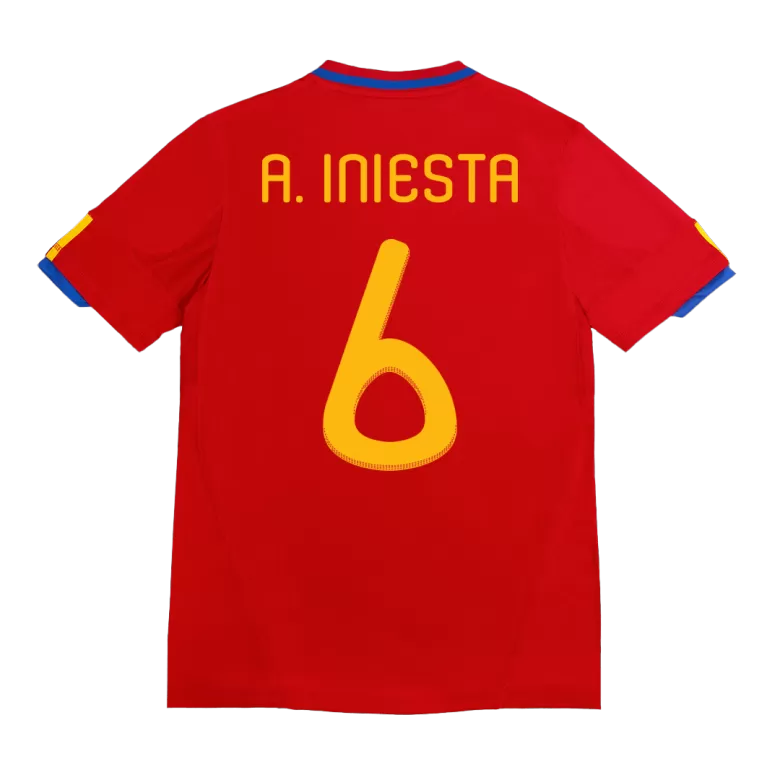 A. INIESTA #6 Spain Retro Jersey Home Soccer Shirt 2010 - bestsoccerstore