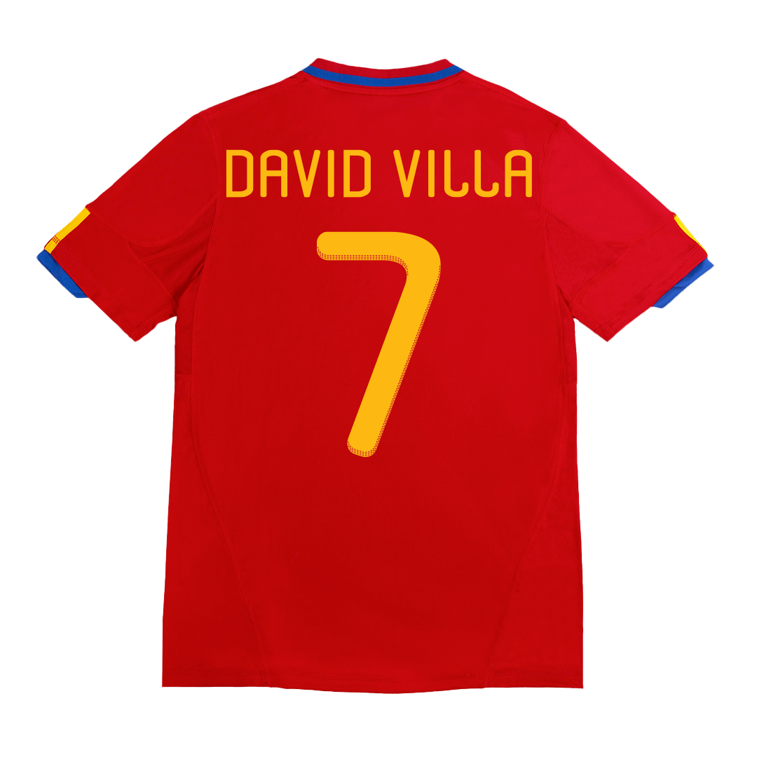 DAVID VILLA #7 Spain Retro Jersey Home Soccer Shirt 2010 World Cup - bestsoccerstore