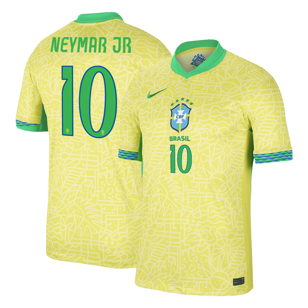 Brazil Jersey Custom NEYMAR JR #10 Soccer Jersey Home - bestsoccerstore