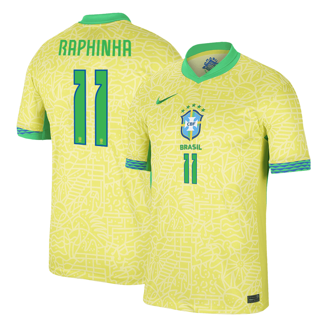Brazil Jersey Custom RAPHINHA #11 Soccer Jersey Home - bestsoccerstore