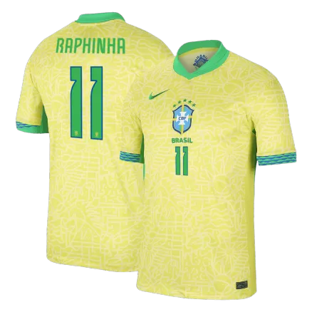 RAPHINHA #11 Brazil Soccer Jersey Home Custom Shirt 2024 - bestsoccerstore