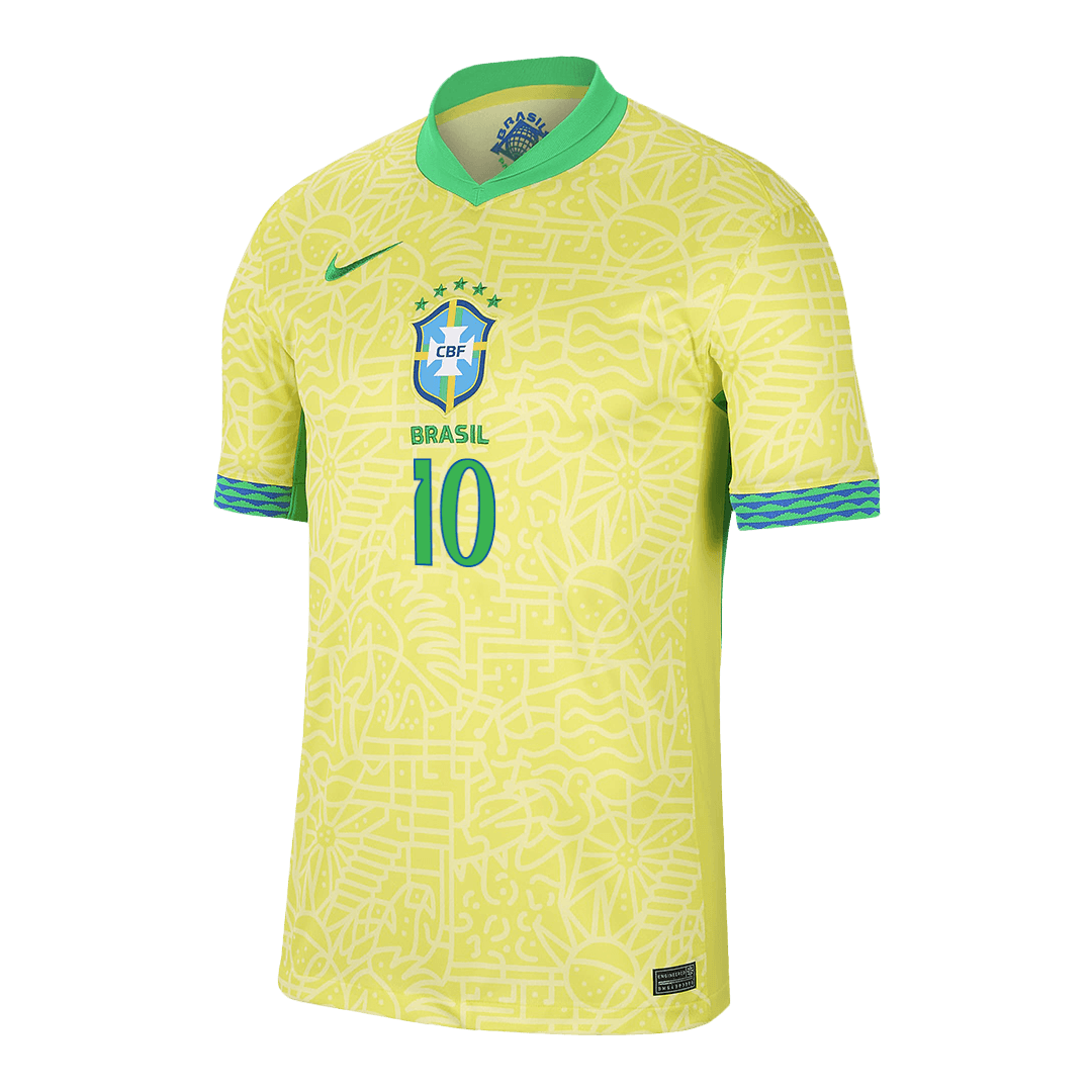 Brazil Jersey Custom NEYMAR JR #10 Soccer Jersey Home