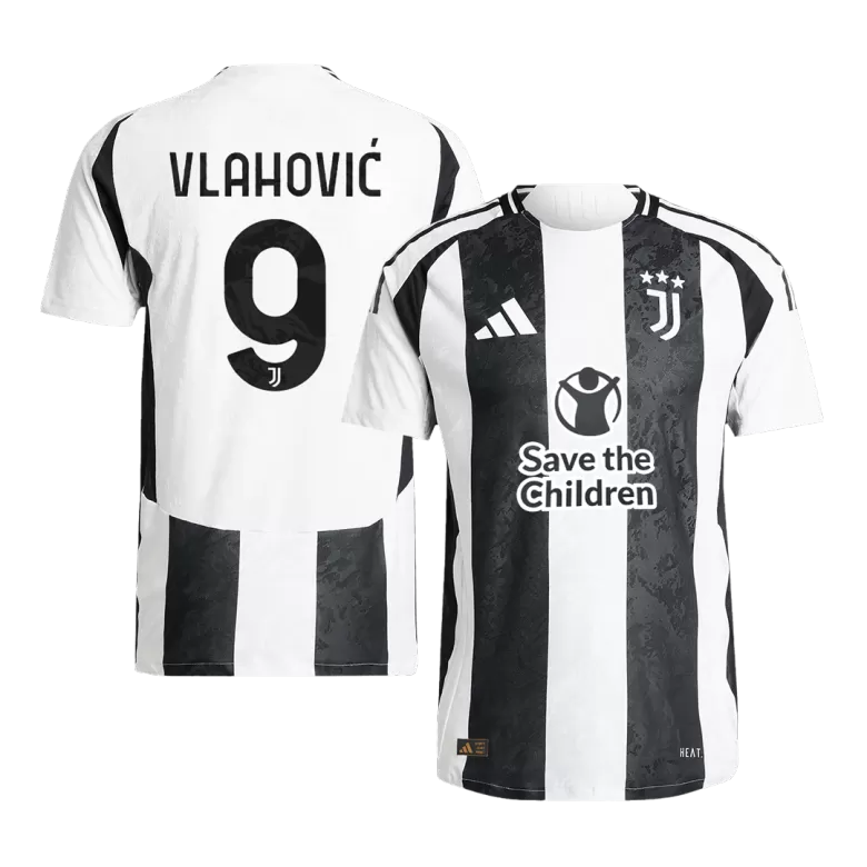 Authentic VLAHOVIĆ #9 Soccer Jersey Juventus Home Shirt 2024/25 Save The Children Sponsor - bestsoccerstore