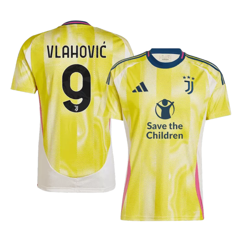 VLAHOVIĆ #9 Juventus Soccer Jersey Away Custom Shirt 2024/25 Save The Children Sponsor - bestsoccerstore