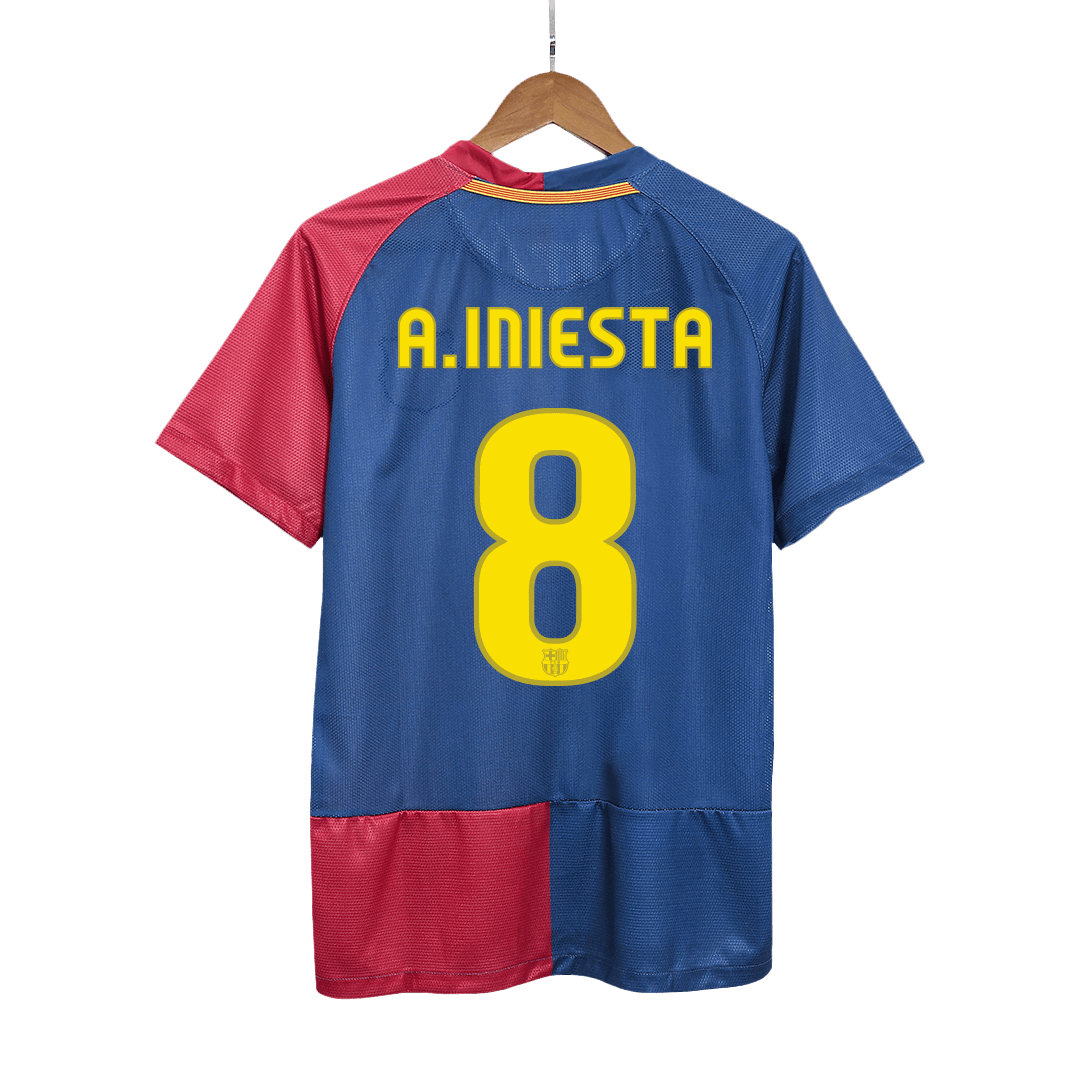 A.INIESTA #8 Barcelona Retro Jersey Home Soccer Shirt 2008/09 UCL Final - bestsoccerstore