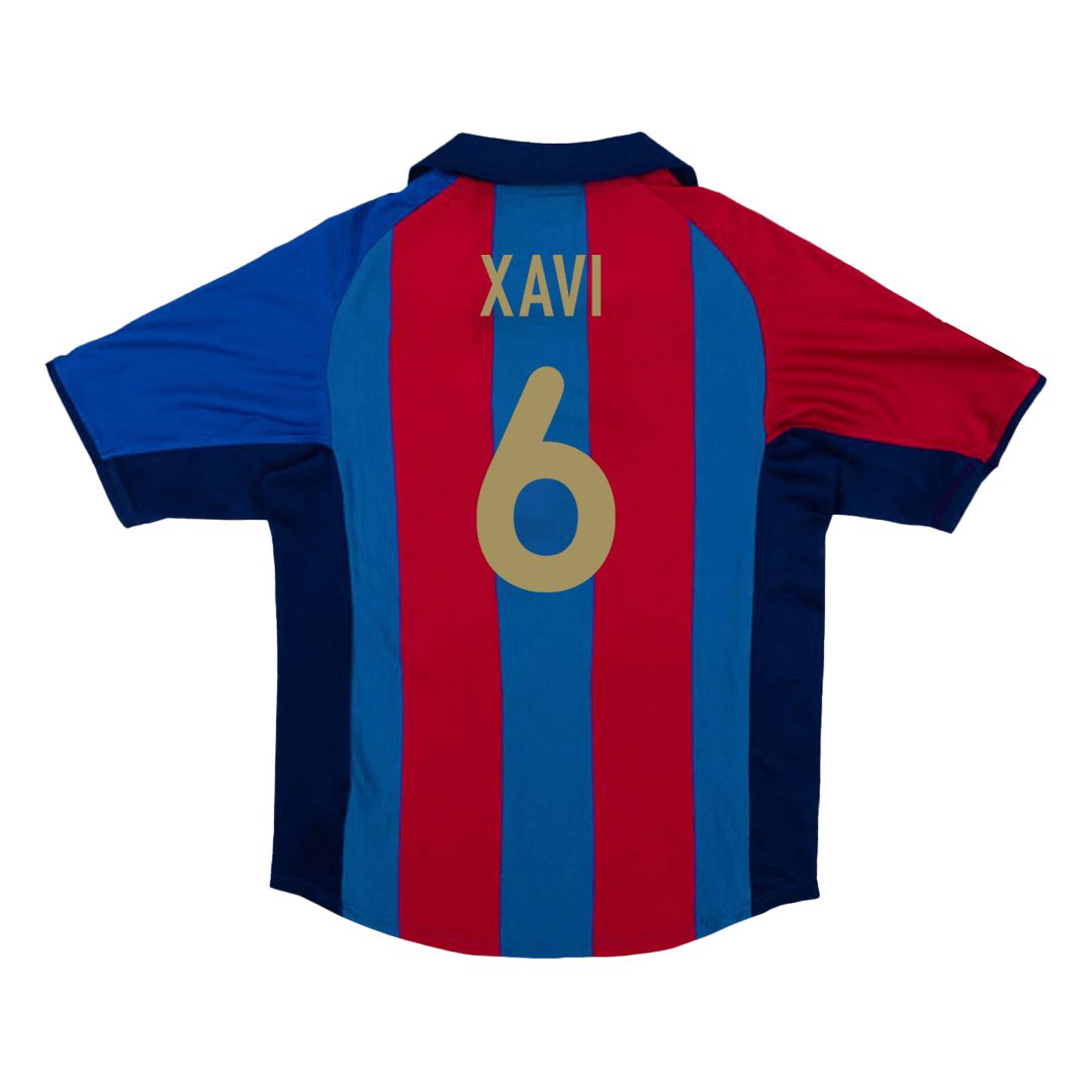 XAVI #6 Barcelona Retro Jersey Home Soccer Shirt 2001/02 - bestsoccerstore