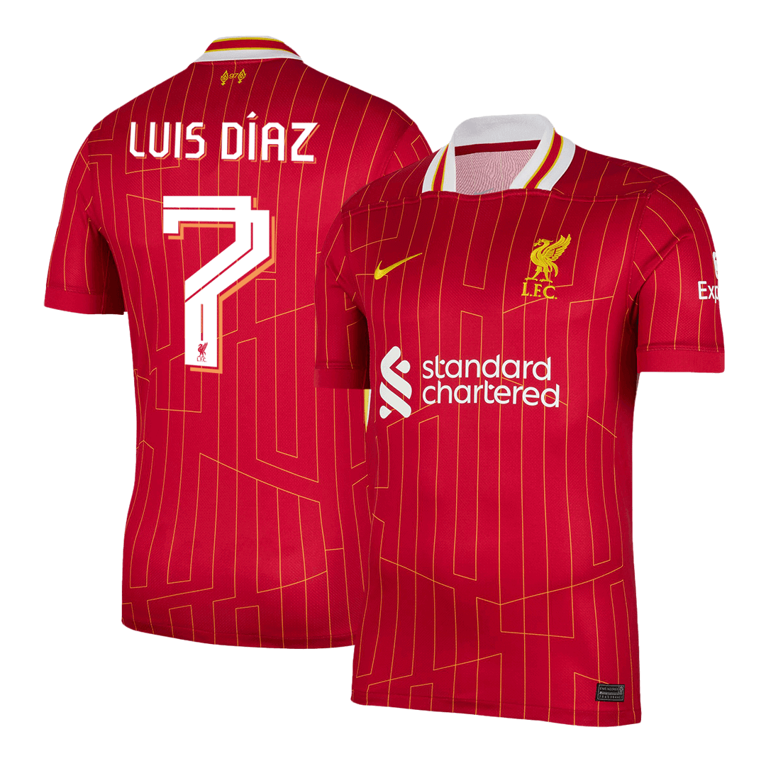 LUIS DÍAZ #7 Liverpool Soccer Jersey Home Custom Shirt - UCL - bestsoccerstore