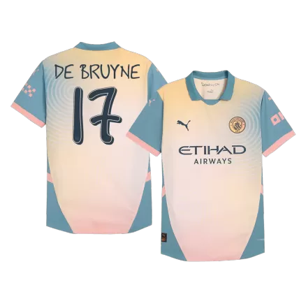 Authentic DE BRUYNE #17 Soccer Jersey Manchester City Fourth Away Shirt 2024/25 Definitely City - bestsoccerstore