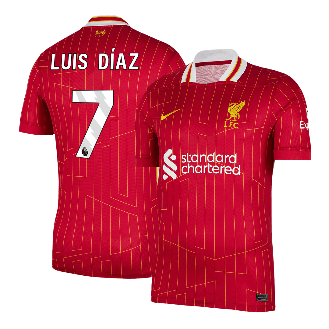 LUIS DÍAZ #7 Liverpool Soccer Jersey Home Custom Shirt - bestsoccerstore