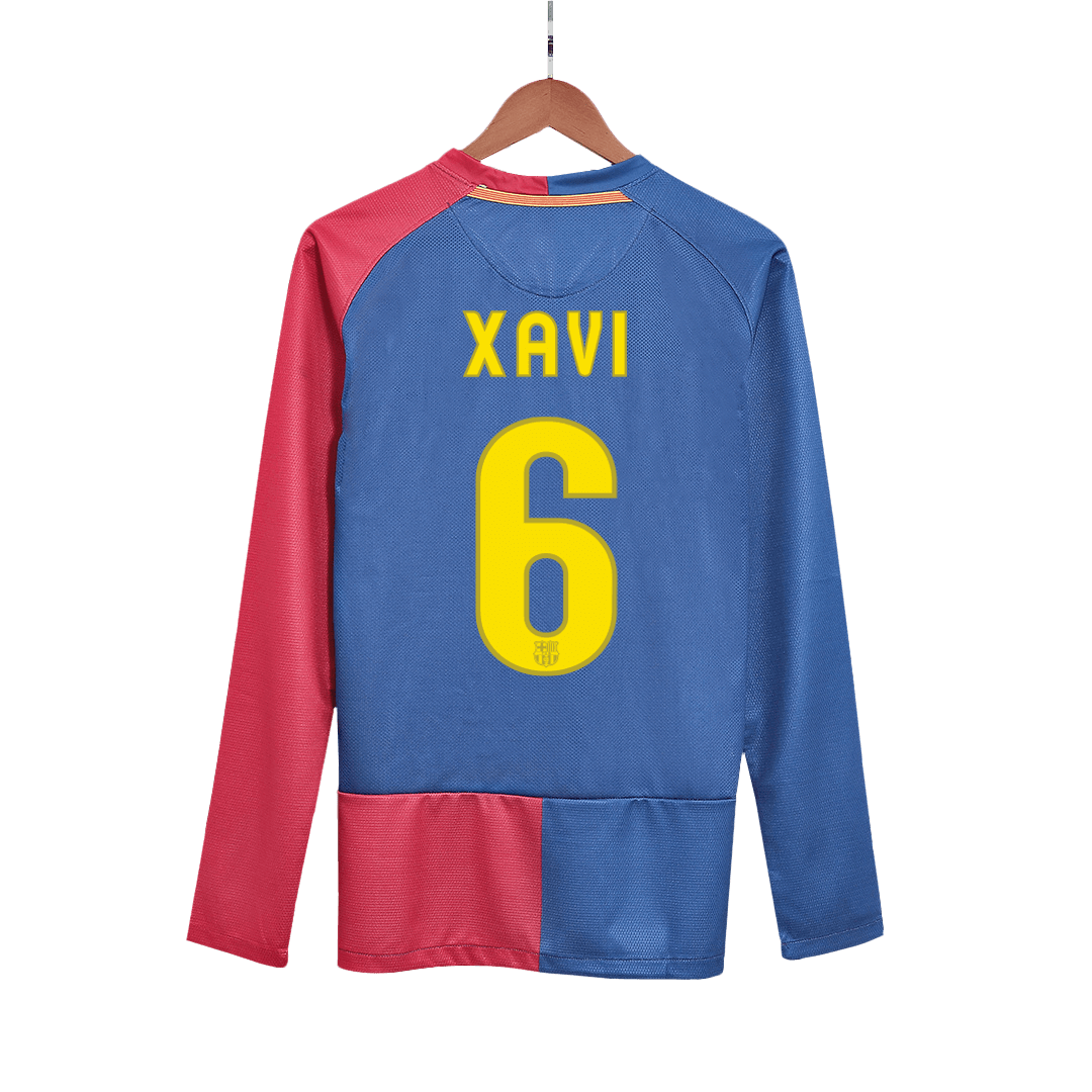 XAVI #6 Barcelona Retro Jersey Home Long Sleeve Soccer Shirt 2008/09 UCL Final - bestsoccerstore
