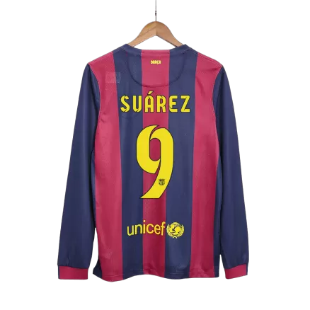 SUÁREZ #9 Barcelona Retro Jersey Home Long Sleeve Soccer Shirt 2014/15 - bestsoccerstore