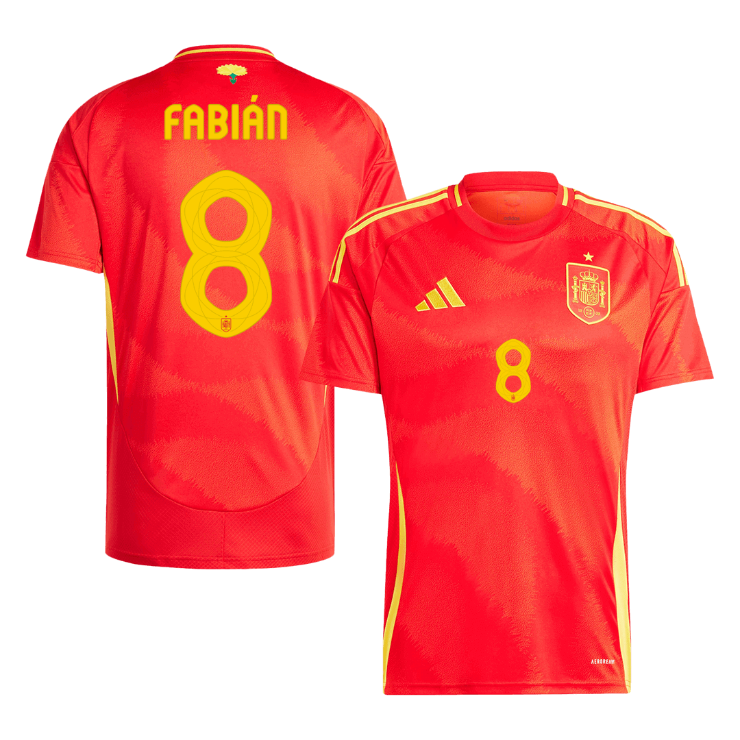 Spain Jersey Custom FABIÁN #8 Soccer Jersey Home - bestsoccerstore