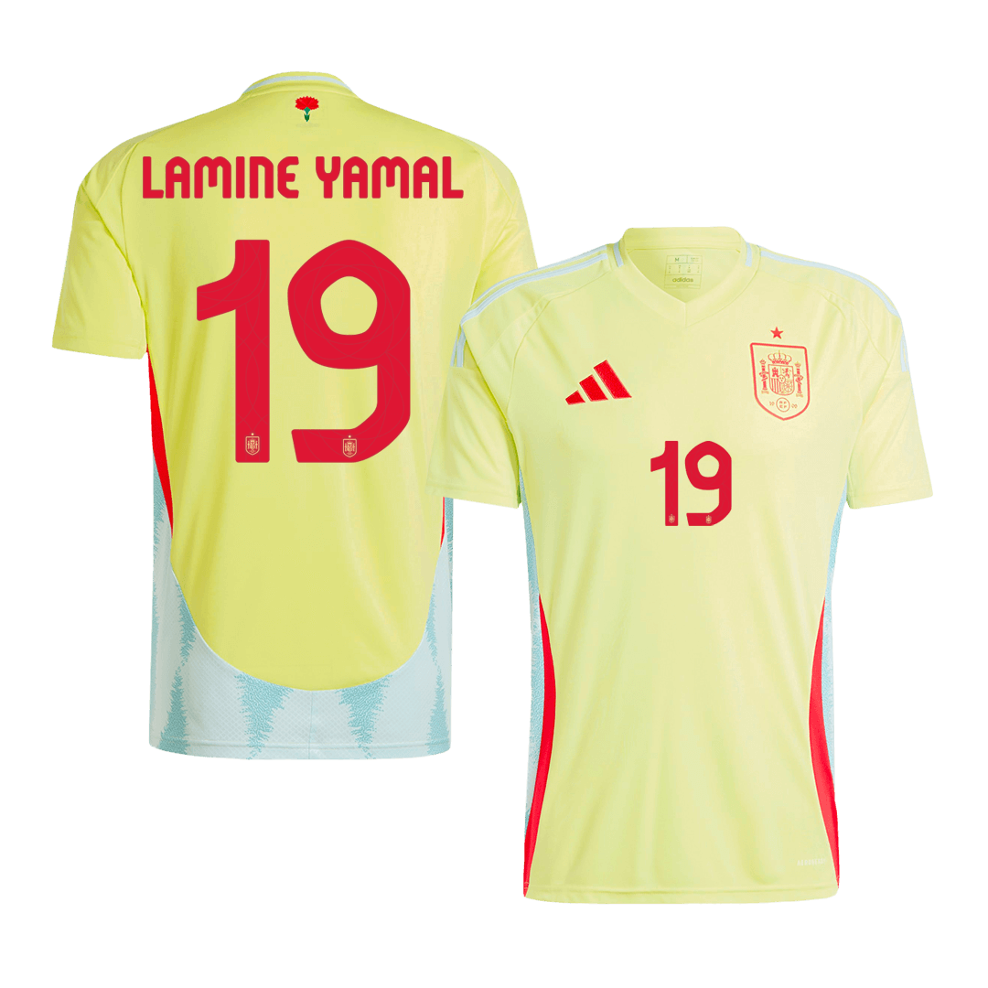LAMINE YAMAL #19 Spain Soccer Jersey Away Custom Shirt - bestsoccerstore