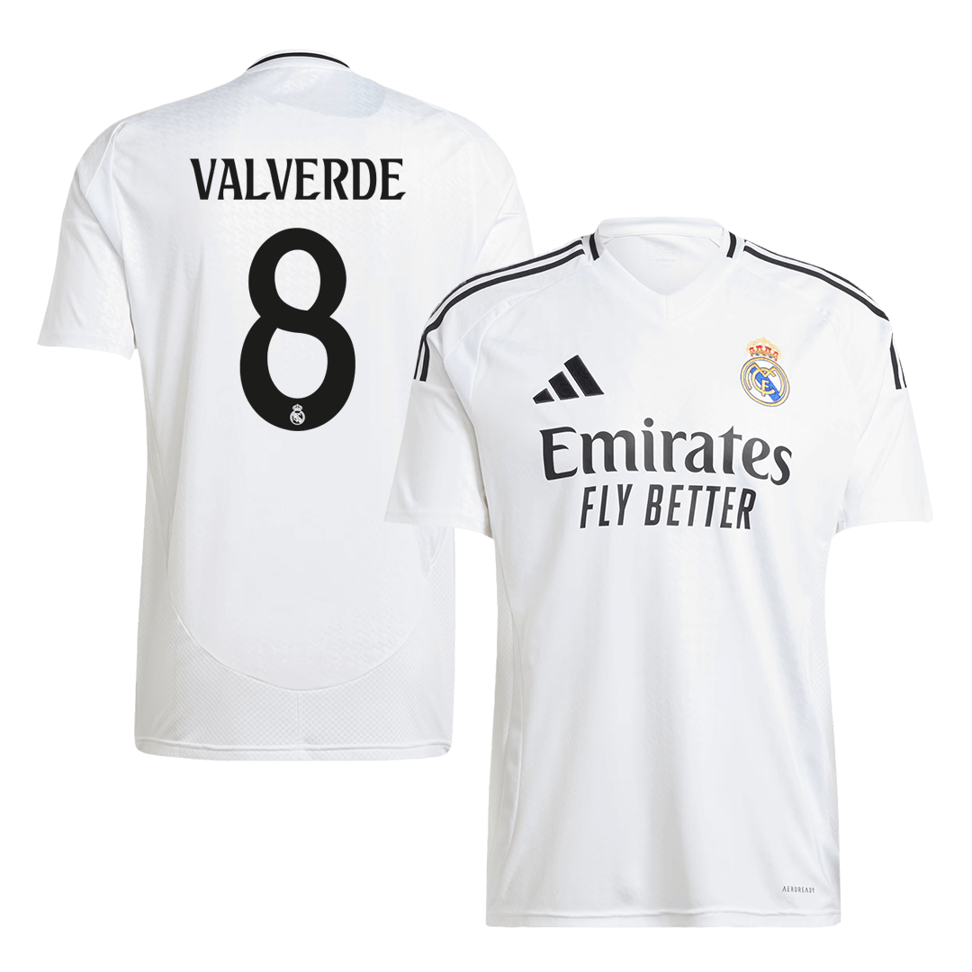 VALVERDE #8 Real Madrid Soccer Jersey Home Custom Shirt - bestsoccerstore