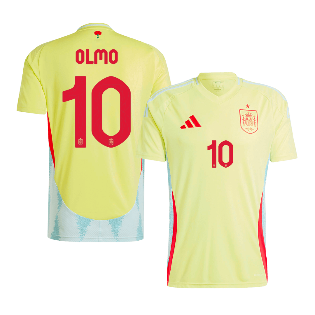 OLMO #10 Spain Soccer Jersey Away Custom Shirt - bestsoccerstore