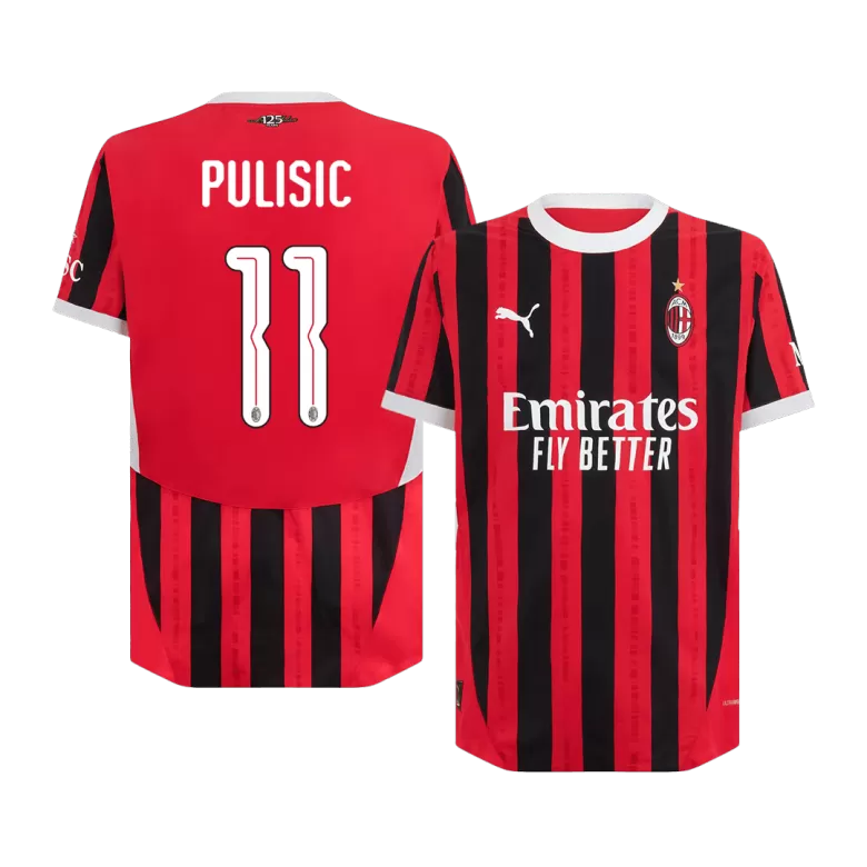 Authentic PULISIC #11 Soccer Jersey AC Milan Home Shirt 2024/25 - UCL - bestsoccerstore