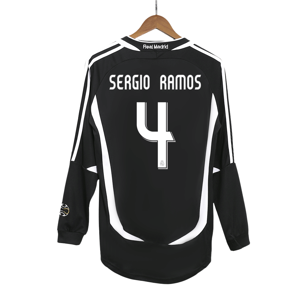 SERGIO RAMOS #4 Real Madrid Retro Jersey Away Long Sleeve Soccer Shirt 2006/07 - bestsoccerstore